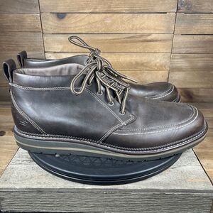 Skechers Mens Sz 12 Lark Reliant Brown Leather Ankle Memory Foam Chukka Boots